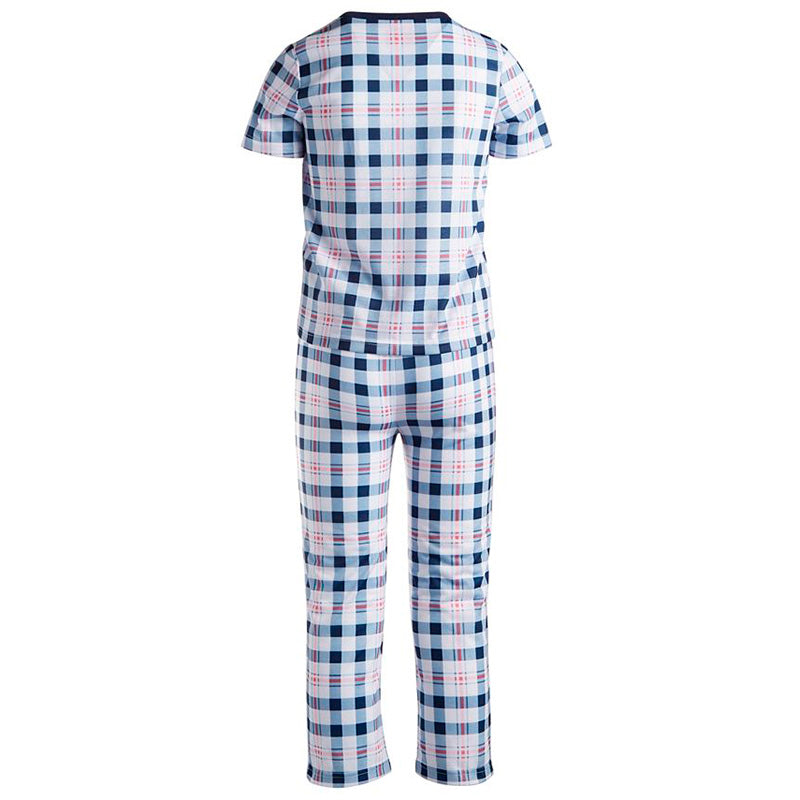 Family Pajamas Kids Mini Mix It Plaid Pajama Set Blue 2T/3T