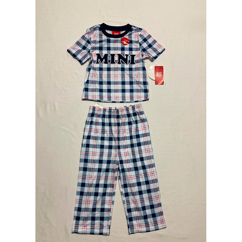 Family Pajamas Kids Mini Mix It Plaid Pajama Set Blue 2T/3T
