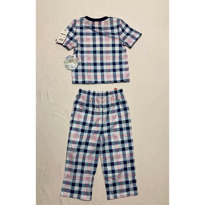 Family Pajamas Kids Mini Mix It Plaid Pajama Set Blue 2T/3T