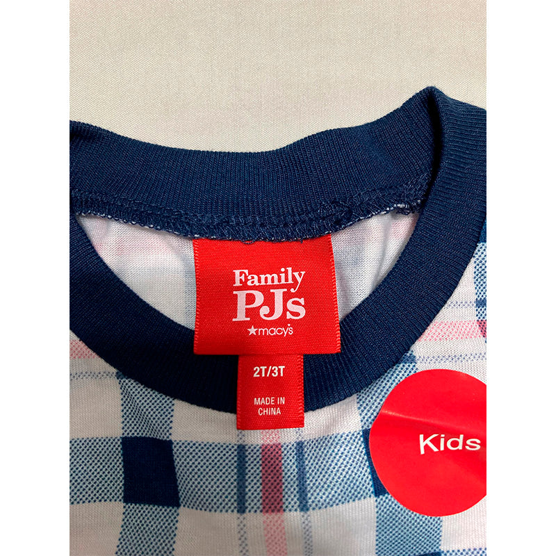 Family Pajamas Kids Mini Mix It Plaid Pajama Set Blue 2T/3T