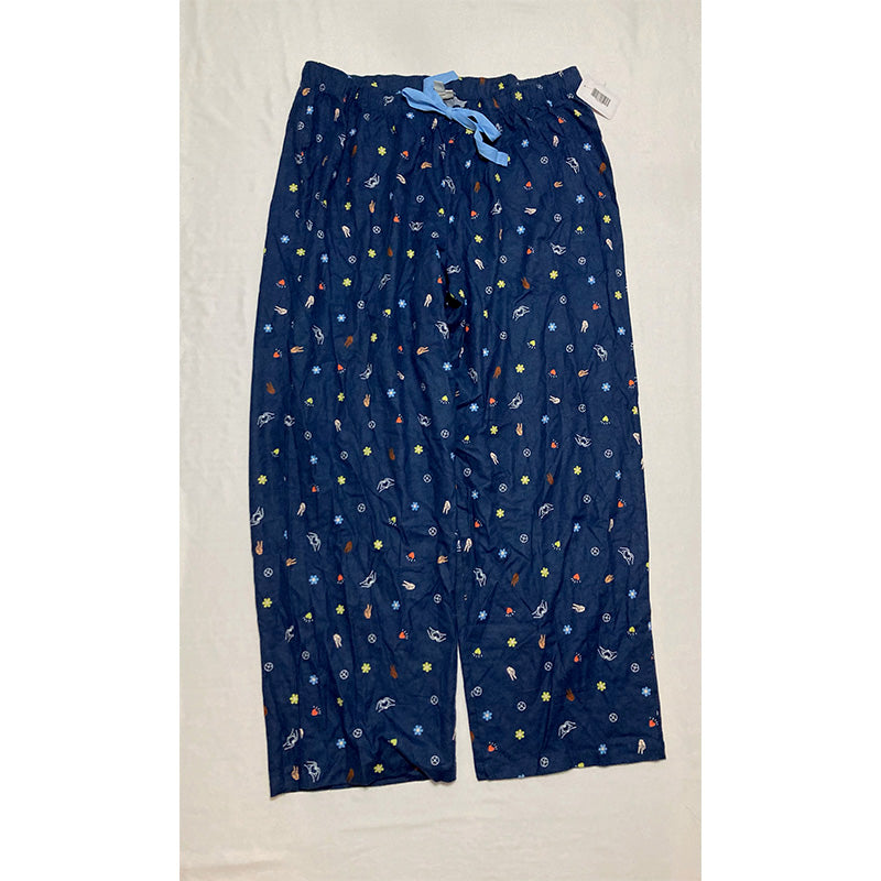 Jenni Cotton Printed Straight Leg Only Pajama Pants Blue 2XL