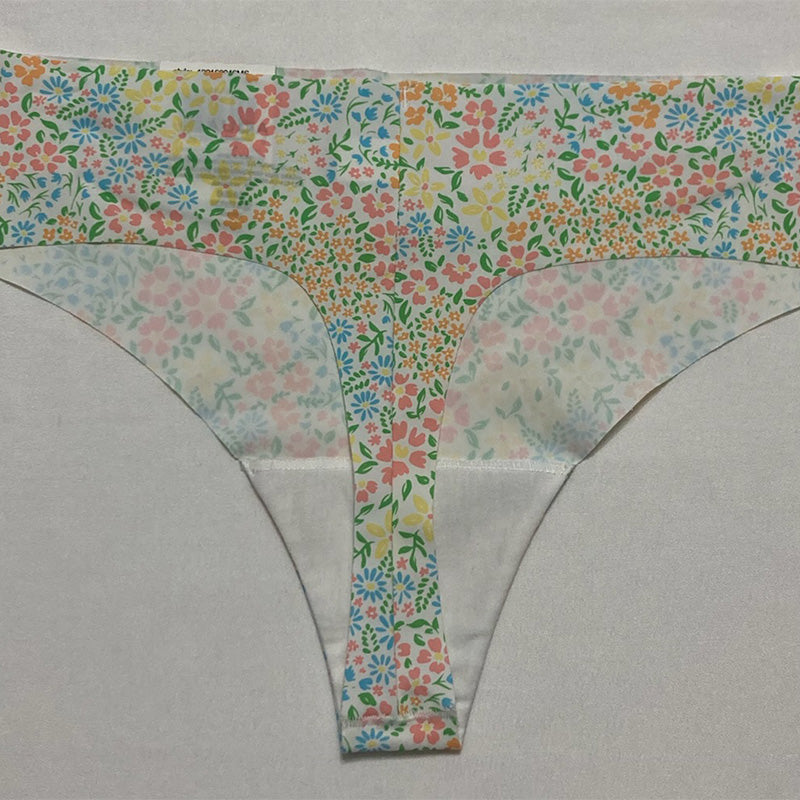 Aqua Intimates Microfiber Thong Pastel Floral L