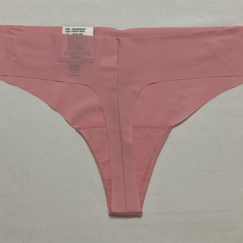 Aqua Intimates Heart Print Microfiber Thong Peach Skin L