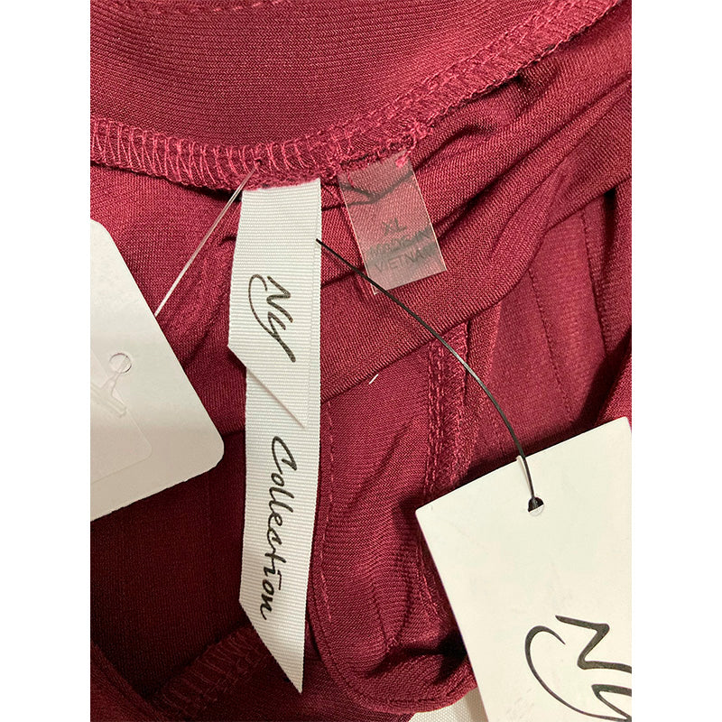 NY Collection T Shirt V Neck Burgundy XL