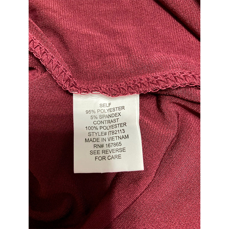 NY Collection T Shirt V Neck Burgundy XL