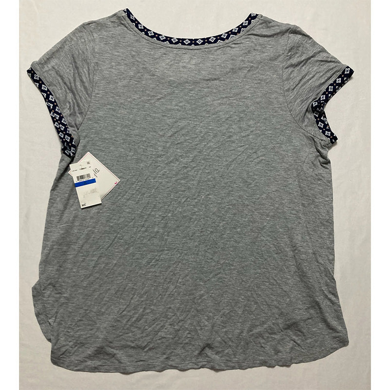 Layla Womens Contrast-Trim Lace Detail Only Pajama Top Grey Heather XL