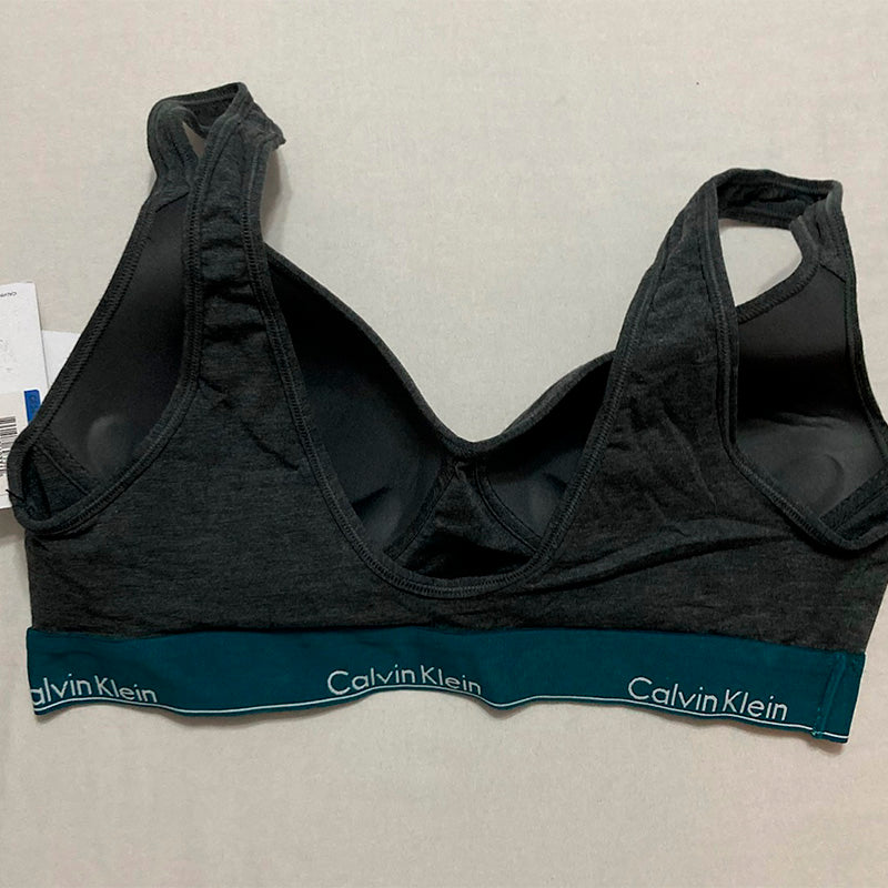 Calvin Klein Motive Cotton Lightly Lined Bralette Grey XL