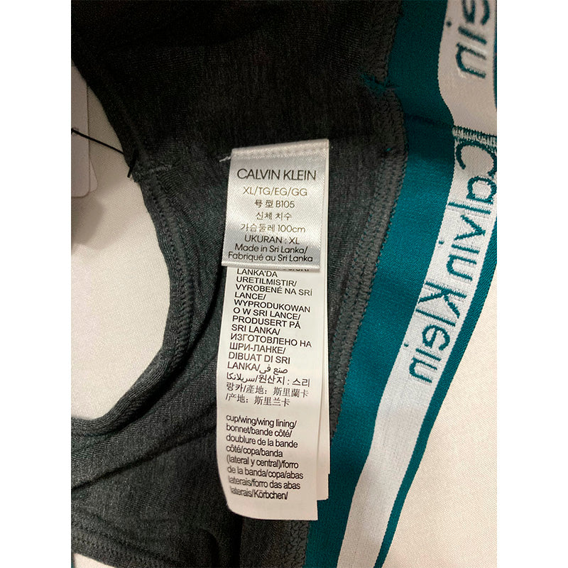 Calvin Klein Motive Cotton Lightly Lined Bralette Grey XL