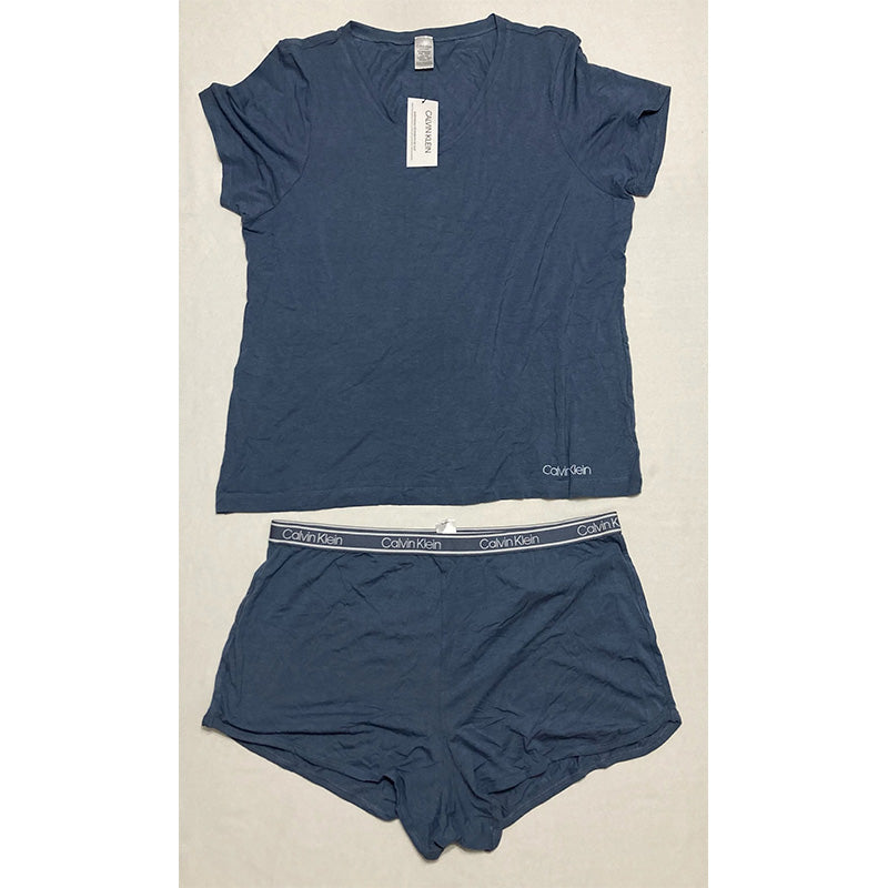 Calvin Klein T-Shirt & Shorts 2-Piece Pajama Set Blue XL