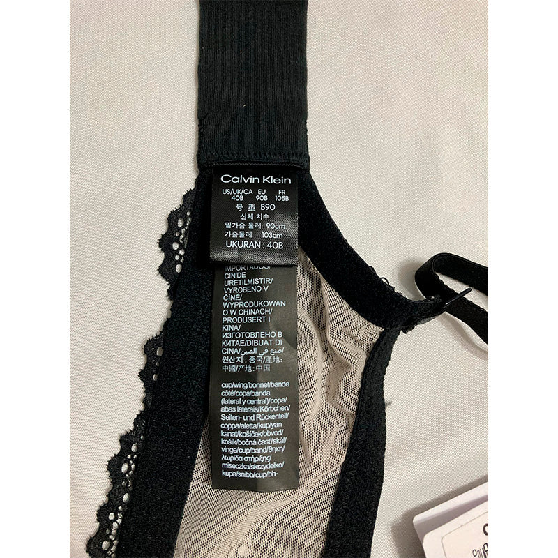 Calvin Klein Unlined Underwire Lace Bra in Black 40B