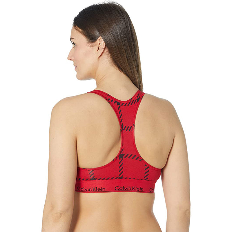 Calvin Klein Modern Cotton Bralette Bra Men's Windowpane_Rustic Red XS