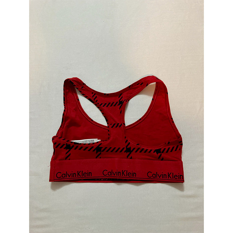 Calvin Klein Modern Cotton Bralette Bra Men's Windowpane_Rustic Red XS