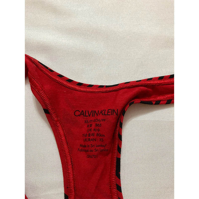 Calvin Klein Modern Cotton Bralette Bra Men's Windowpane_Rustic Red XS