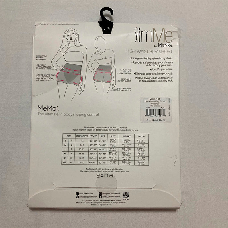 SlimMe High-Waisted Boy Shorts Shaper XL Black