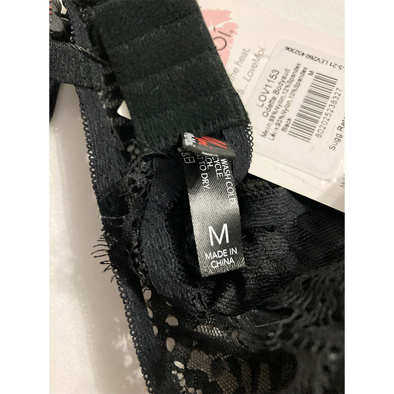 LoveMoi Odette Lace Cheeky Brief Bodysuit with Bust Support Black M