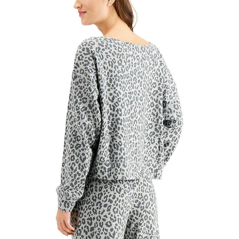 Jenni On Repeat Super Soft Crew Sleep Pajama Set Animal Print M