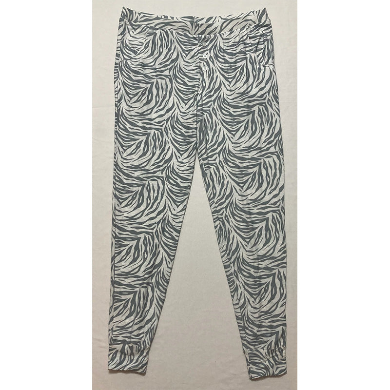 Jaclyn Intimates Pajama Set Grey And White M