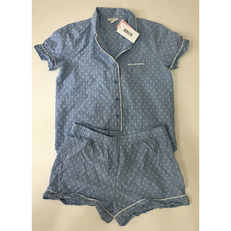 Charter Club Notch Collar Pajama Set Light Blue S