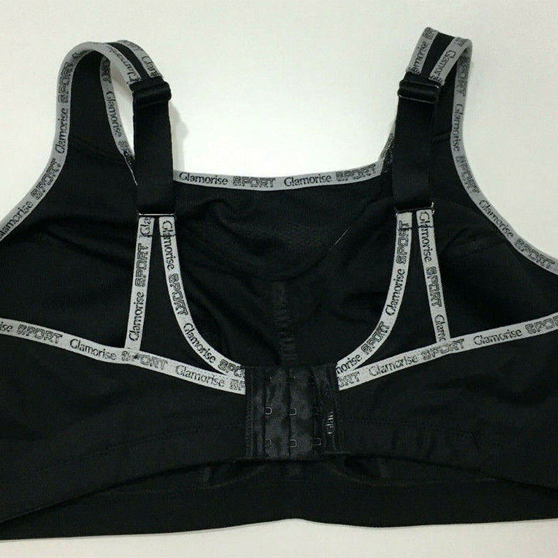 Glamorise Full Figure No Bounce Camisole Wirefree Back Close Black 34D