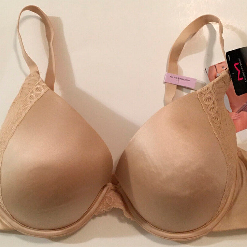 Maidenform Natural Boost Demi Bra, Push-Up Lace T-Shirt Bra with Beige 36D