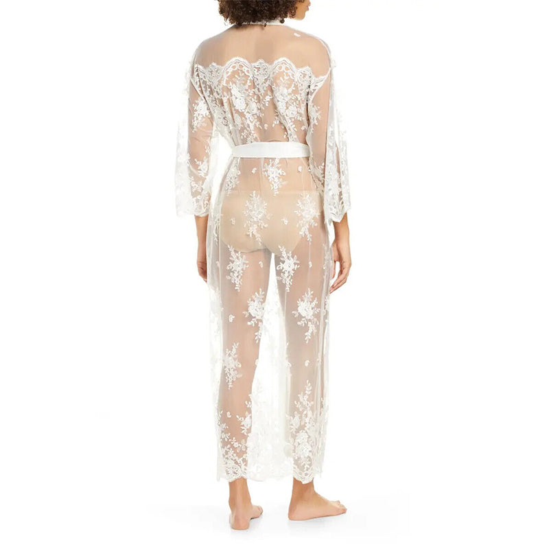 Rya Collection Darling Lace Cover Up Robe Ivory XS