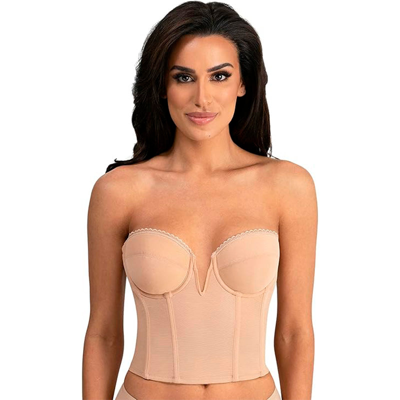 Dominique Women's Valerie V-Wire Backless Strapless Bra Nude 44D