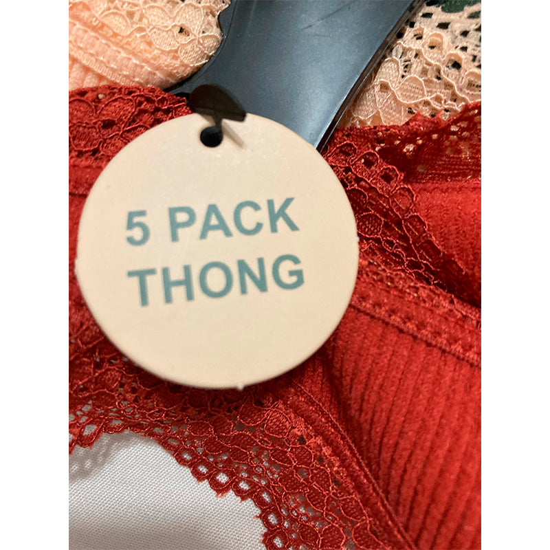 Comfort By Real 5 Pack Thong Multicolor S