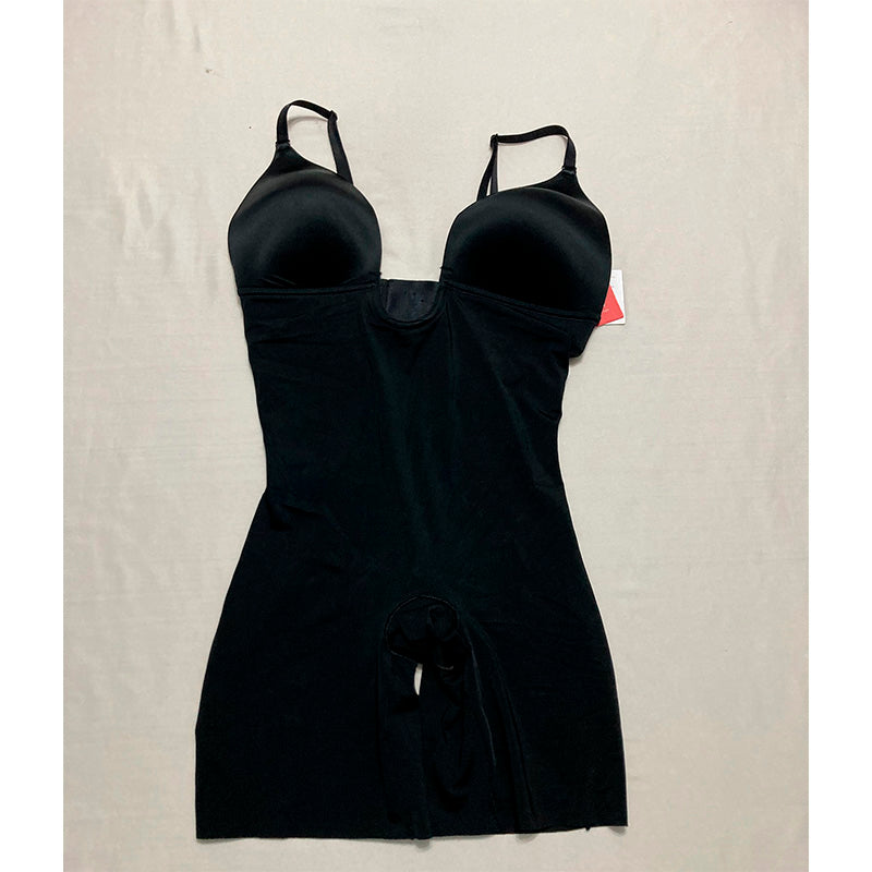SPANX shape Suit Your Fancy Plunge Low-Back Mid-Thigh Bodysuit Black L