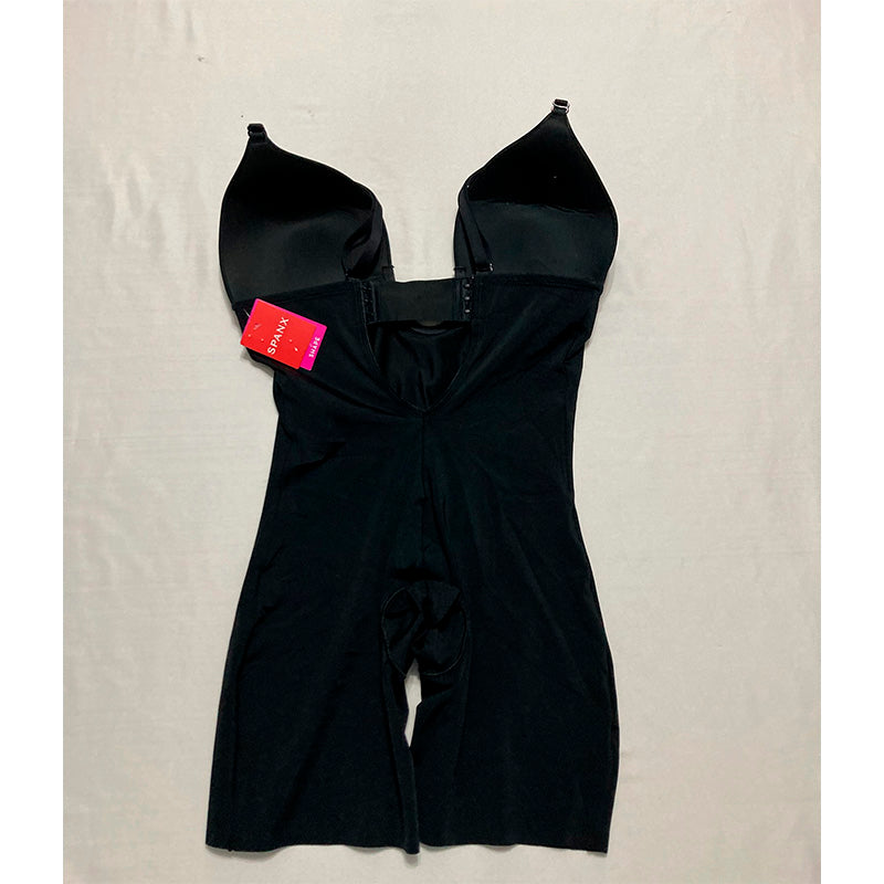 SPANX shape Suit Your Fancy Plunge Low-Back Mid-Thigh Bodysuit Black L