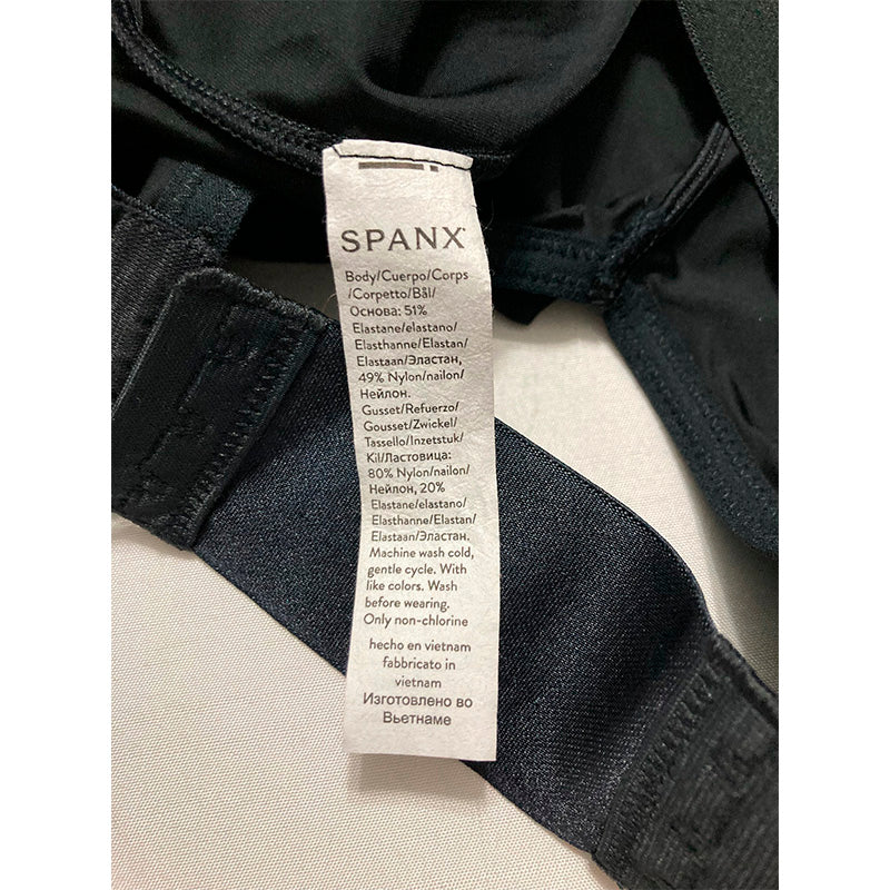 SPANX shape Suit Your Fancy Plunge Low-Back Mid-Thigh Bodysuit Black L