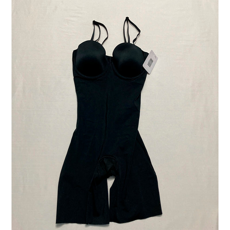SPANX Suit Your Fancy Strapless Cupped Mid-Thigh Bodysuit Very Black XS