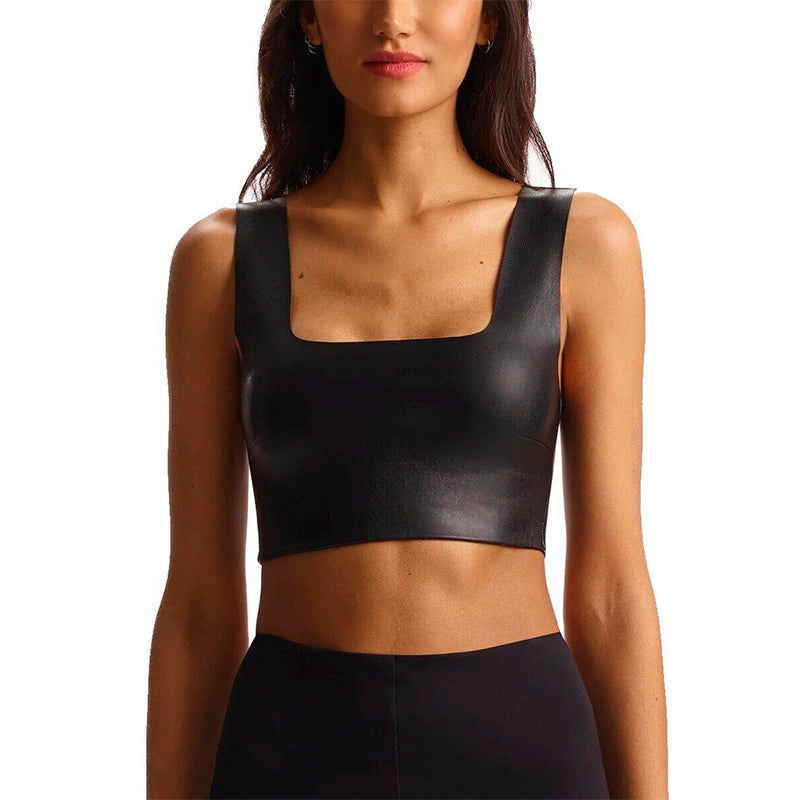 Commando Faux Leather Crop Top for Women Black S