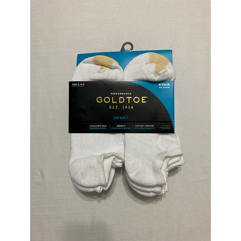 Gold Toe Men's 8-Pack No-Show Socks (White)