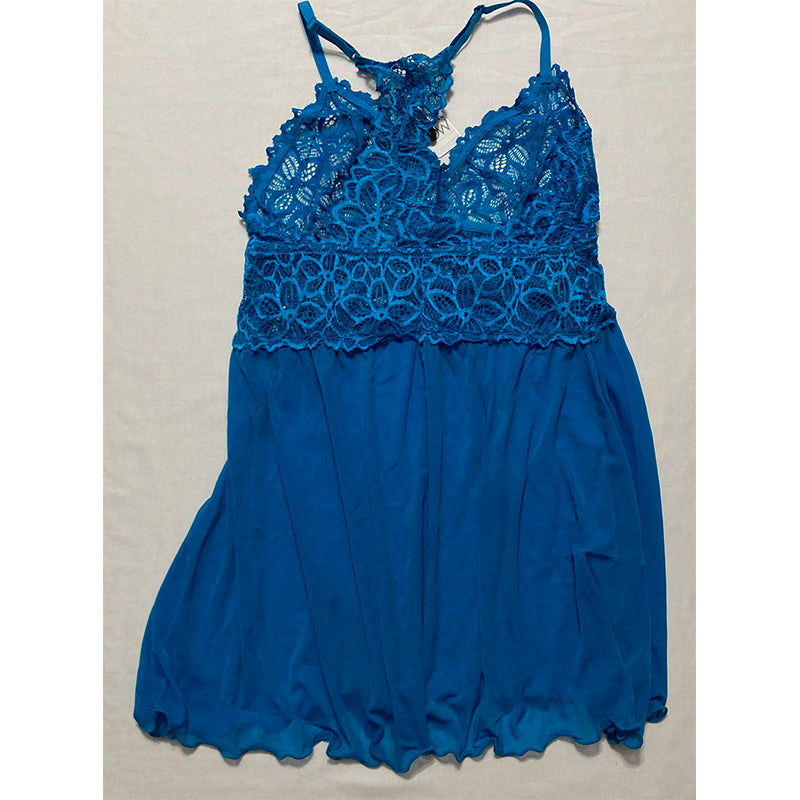 Jezebel Renee Lace & Mesh Babydoll Set Style Blue M