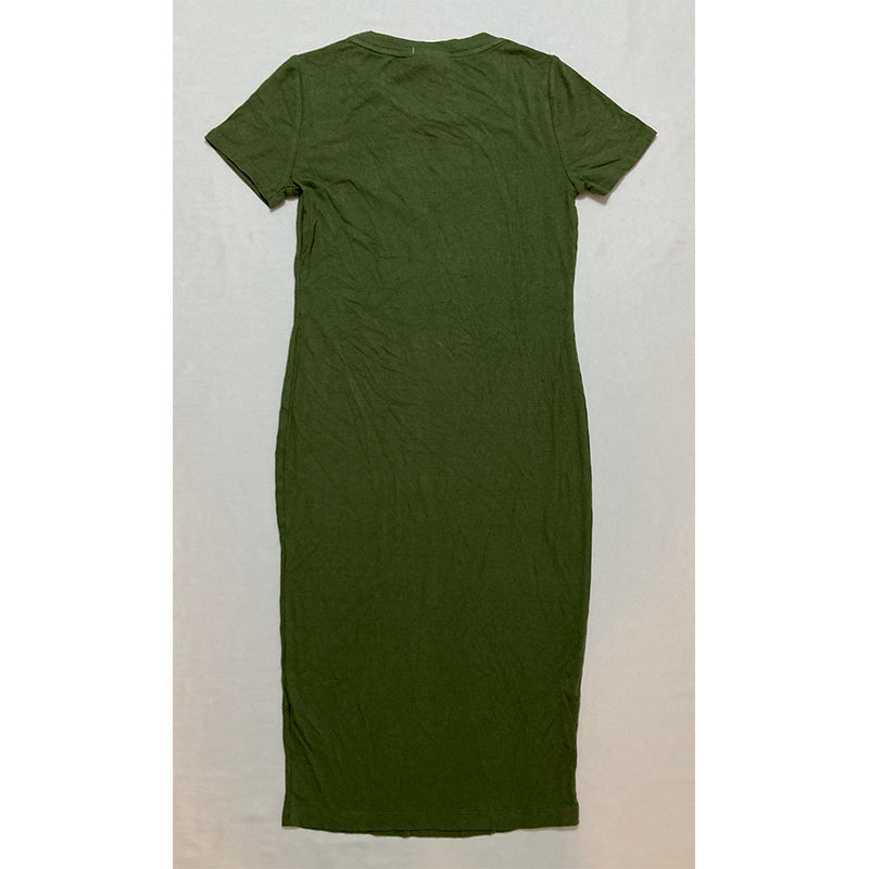 Basic Rib Knit Maternity T-Shirt Dress Green XS