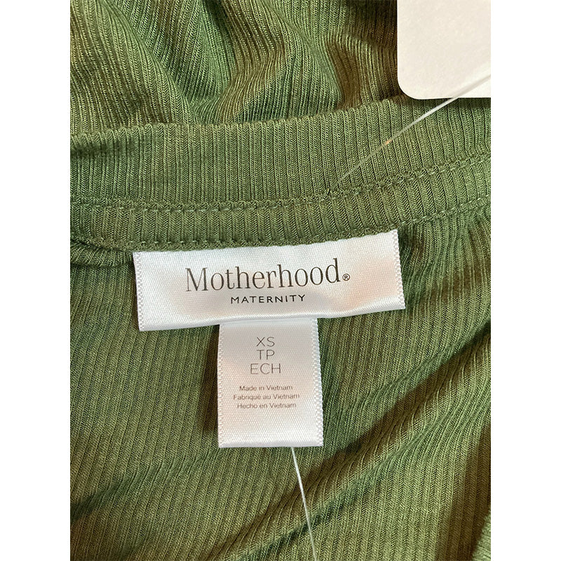 Basic Rib Knit Maternity T-Shirt Dress Green XS