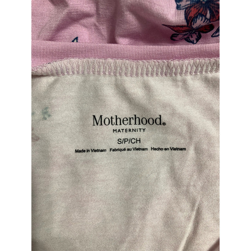 Motherhood Maternity V-Neck Side Ruched Maternity Tee Pink S