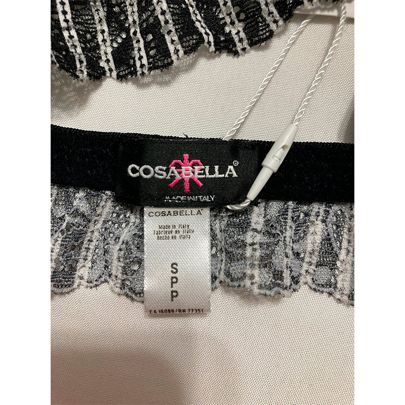 Cosabella Pixie Printed Triangle Bralette Black Stripe Dot S