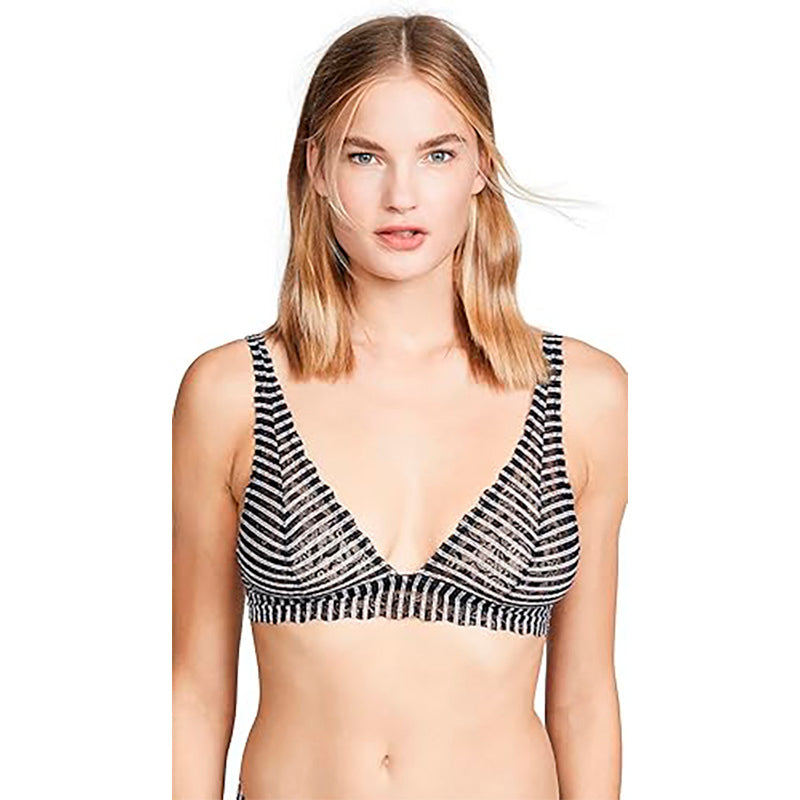 Cosabella Pixie Printed Triangle Bralette Black Stripe Dot S