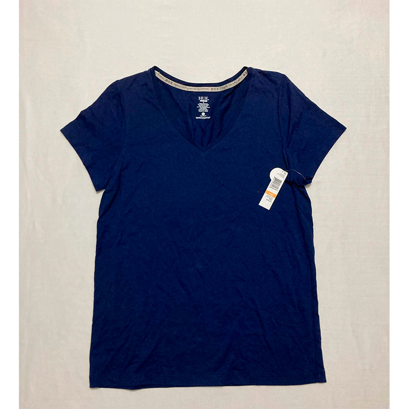 HUE Basic Short Sleeve V-Neck Only T-Shirt Navy S