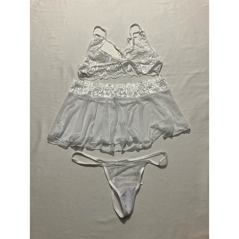 Dreamgirl Women's Bralette Set, White, One Size