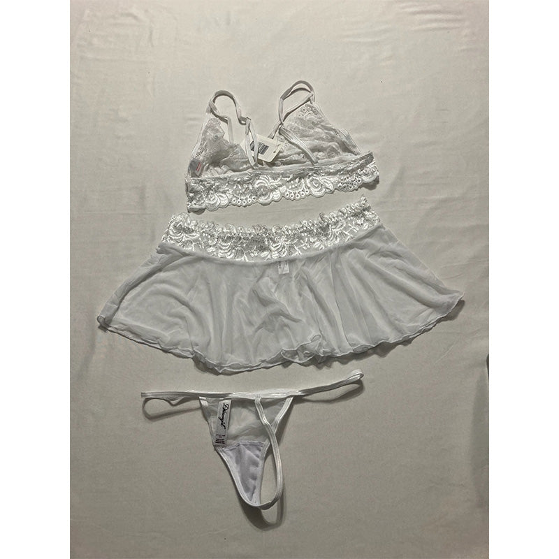 Dreamgirl Women's Bralette Set, White, One Size