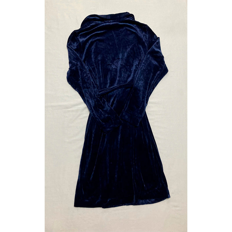HANRO Womens Velour Wrap Robe Navy SP
