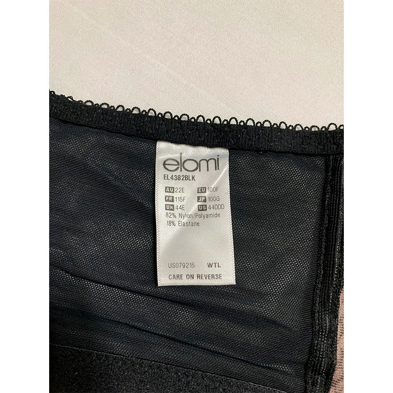 Elomi Women's Plus Size Charley Stretch Lace Underwire Plunge Bra Black 44E