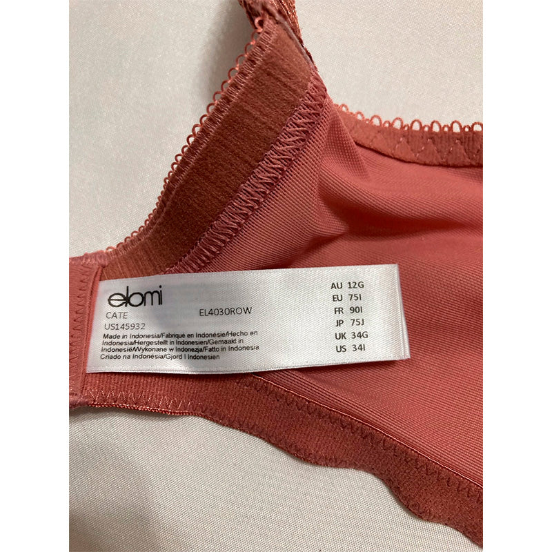 Elomi Cate Embroidered Full Cup Banded Underwire Bra 34G Rosewood