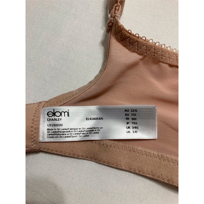 Elomi Women's Charley Plunge Bra: Elegant Floral Embroidery Nude 34I