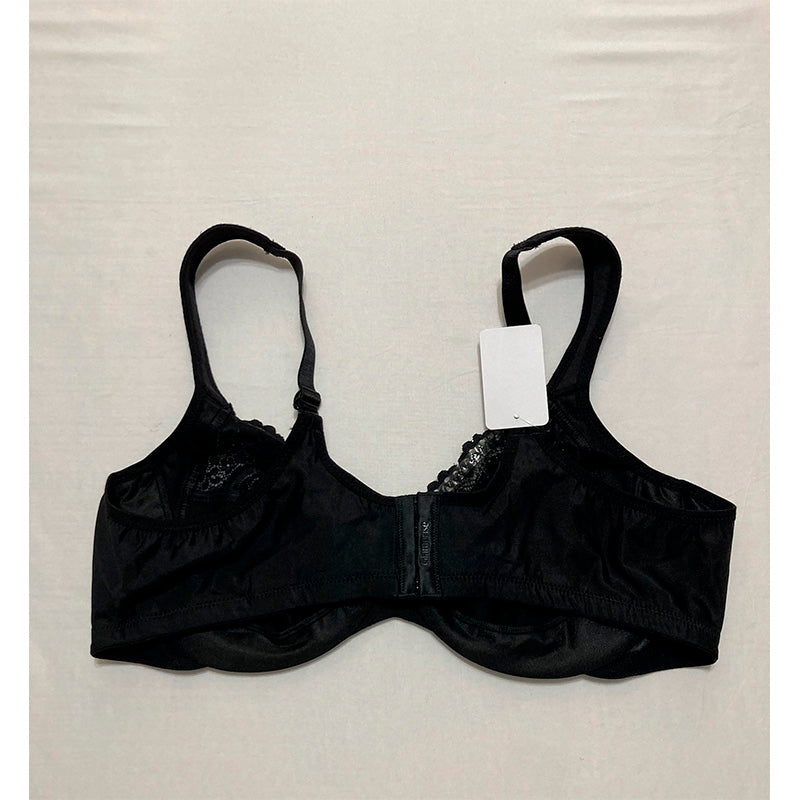 Glamorise Full Figure Low Cut Wonderwire Lace Bra Underwire Black 46B