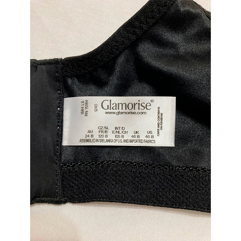 Glamorise Full Figure Low Cut Wonderwire Lace Bra Underwire Black 46B