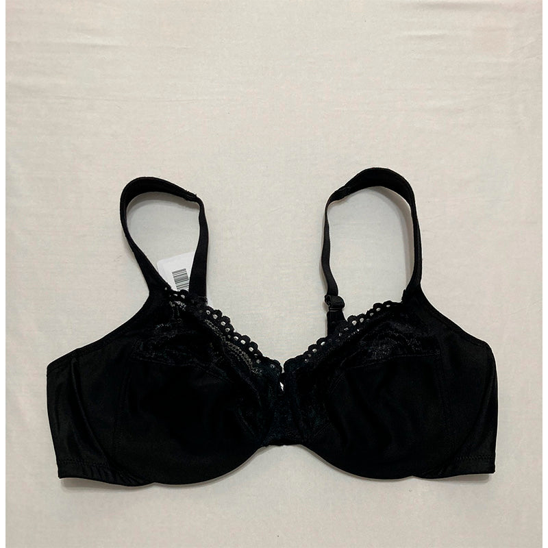 Glamorise Full Figure Low Cut Wonderwire Lace Bra Underwire Black 46B