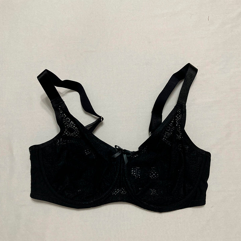 Glamorise Full Lace Comfort Wonderwire Underwire Black 34DD